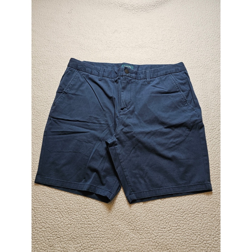 TAYLRD Mens Slim Fit Chino Shorts Navy Blue Size 38 Flat Front Cotton Twill